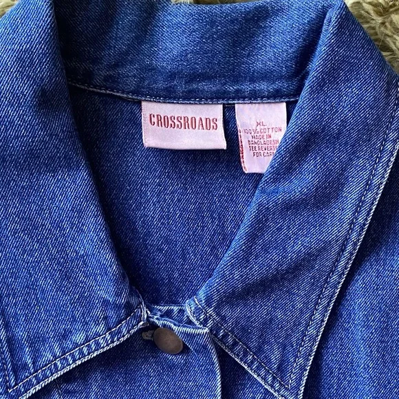 Vintage Uycycled Crossroads Denim Jacket W/ Custom Nirvana Embroidered Patch - Picture 12 of 16